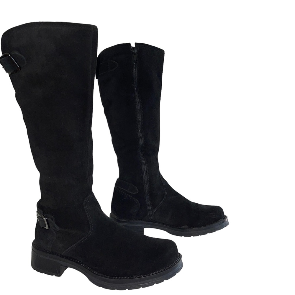 La Canadienne Black Suede Tall w/ 2 accent buckles - zip up. Size 6 1/2 EUC - Picture 4 of 10